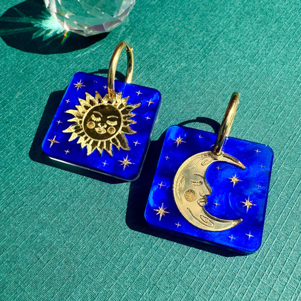 Sun and Moon Tiles - Acrylic Earrings