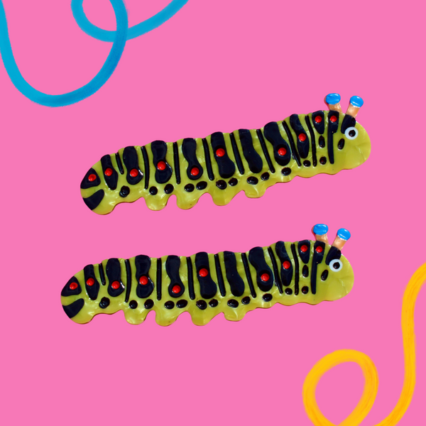 Caterpillar Hair Clips - Set of 2