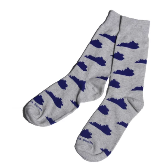 Kentucky State Outline Socks - Grey & Blue