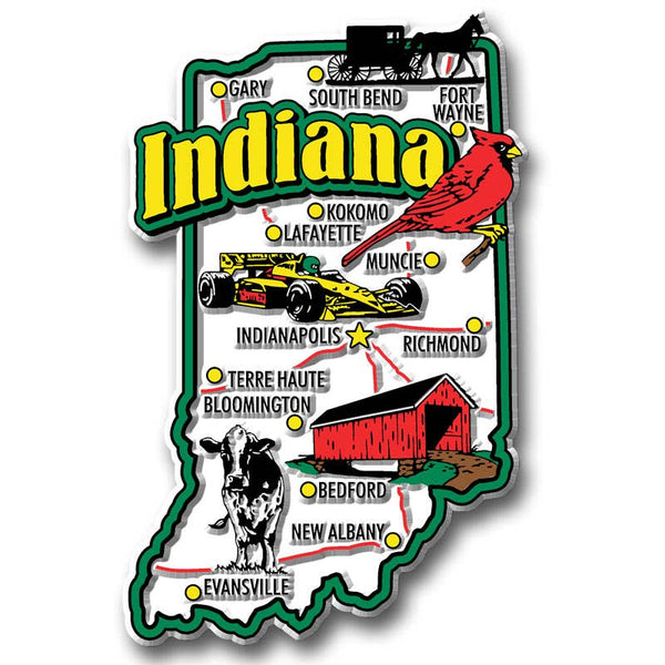 Indiana Jumbo State Magnet - White/Colorful