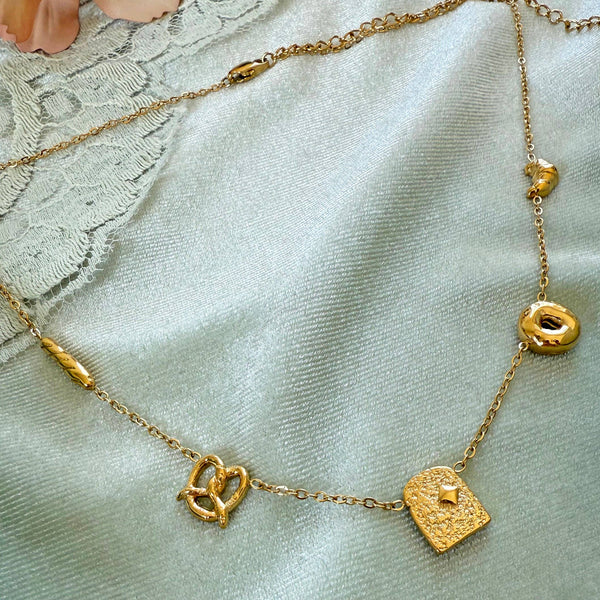 Bread Charm Necklace - Gold