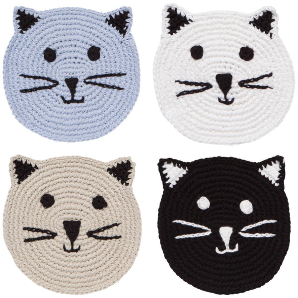 Meow & Furever Crochet Coasters - Set of 4