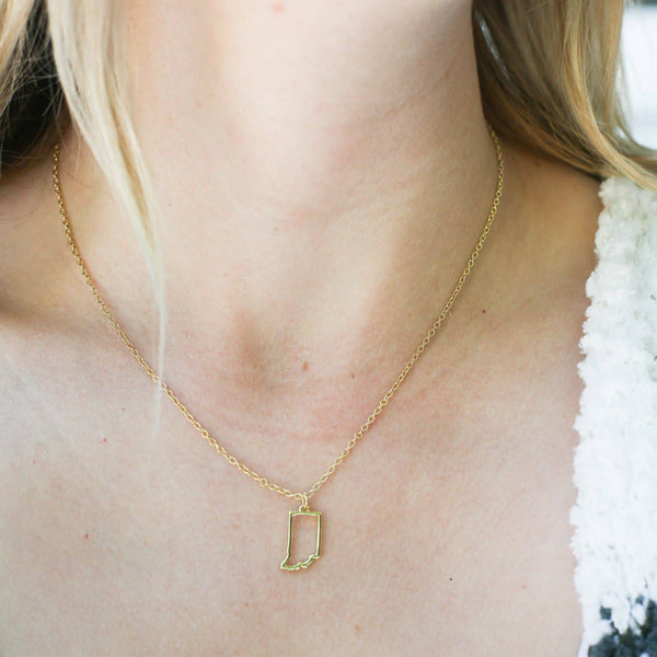 Indiana State Necklace - Gold