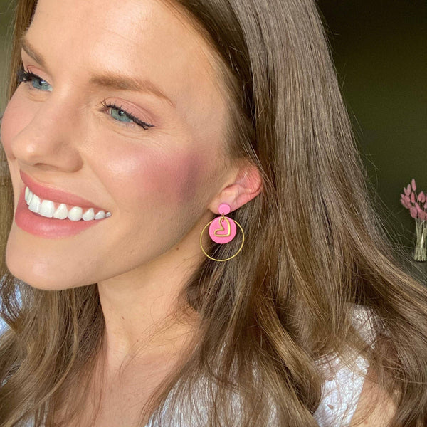 The Amor - Ivory Heart Hoop Clay Earrings