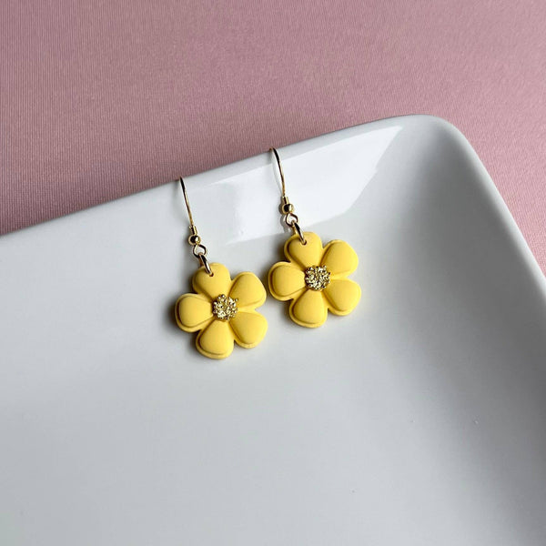 The Mae - Yellow Flower Clay Earrings