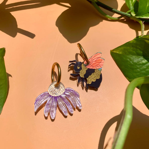 Bee & Flower - Acrylic Earrings