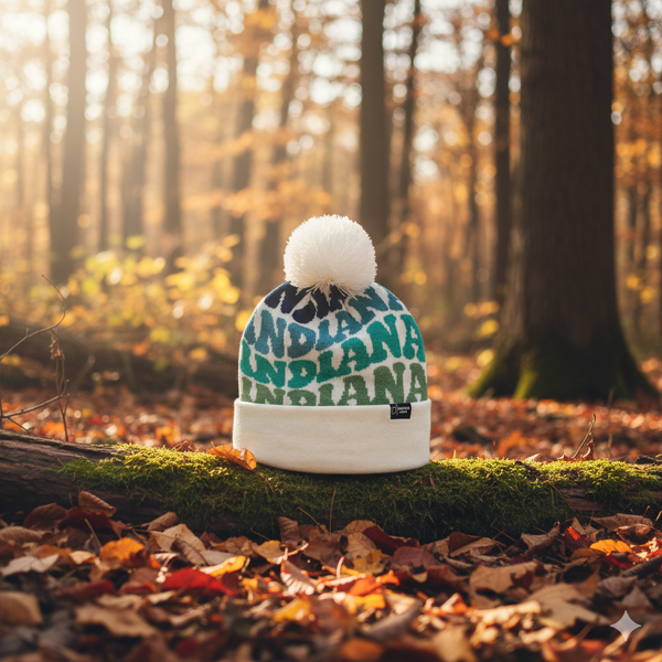 Indiana Pom Pom Beanie - Cool Colors