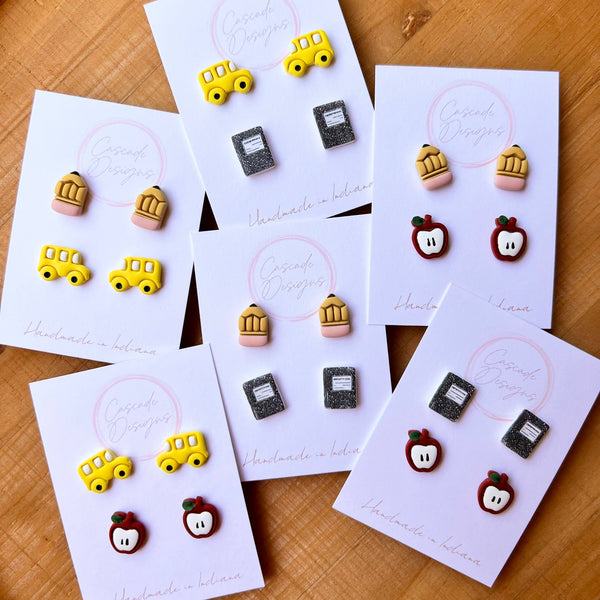 The Teacher - School Clay Earring Studs Set