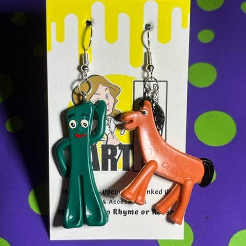 Gumby and Pokey Upcycled Earrings