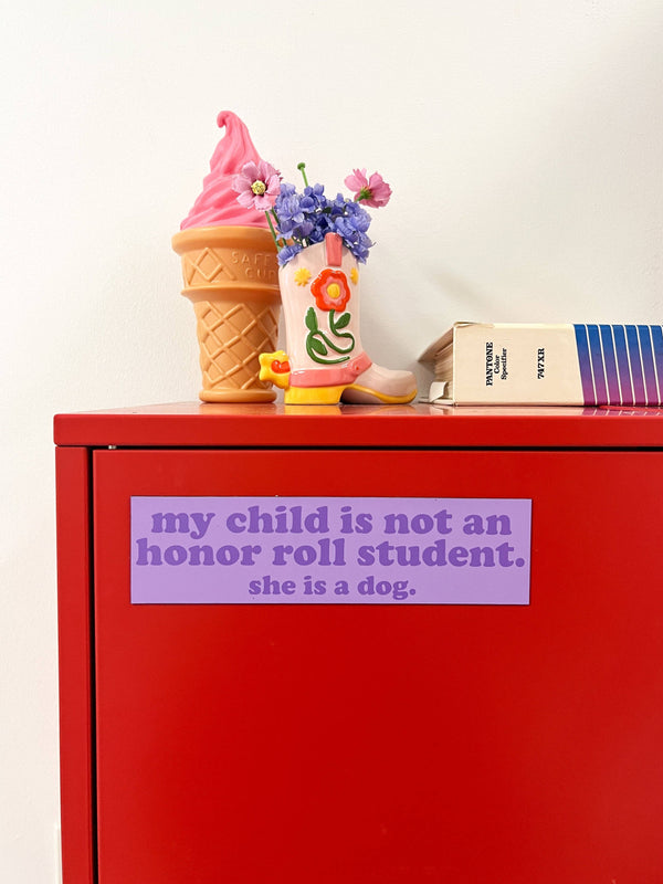 Honor Roll Dog Car Magnet - Purple/Girl