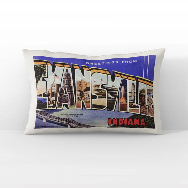 Evansville Indiana Vintage Postcard Decorative Throw Pillow