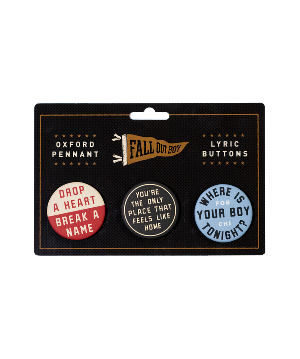 Fall Out Boy Lyrics Button Pack - Fall Out Boy x Oxford Pennant