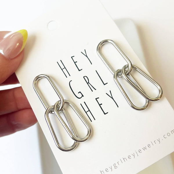 The Double Chain Earrings - Silver