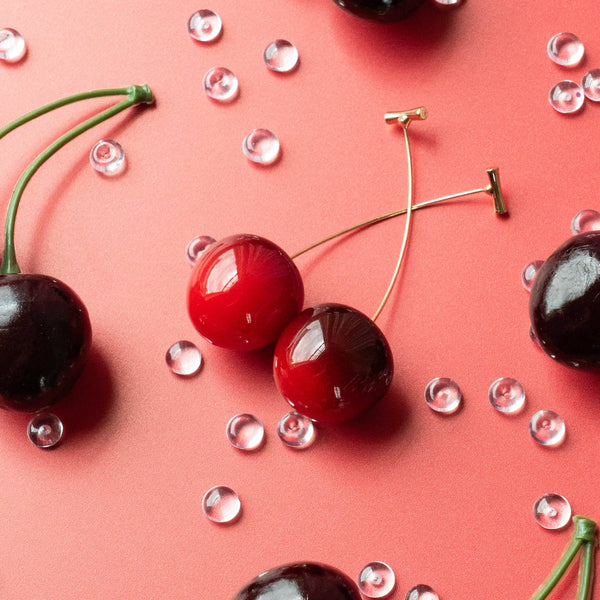 Gold Stem Cherry Earrings