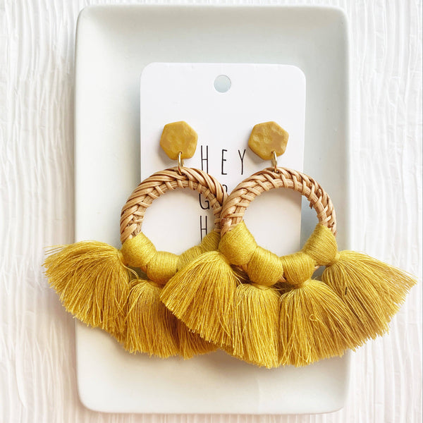 The Penny - Mustard Tassel Earrings