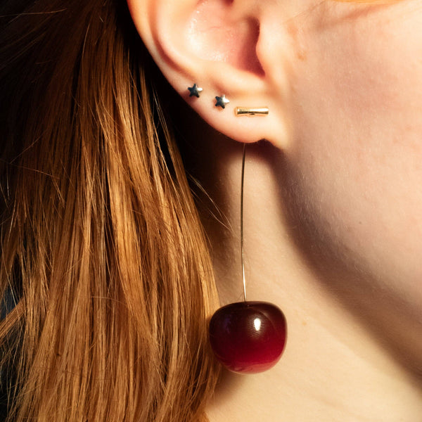Gold Stem Cherry Earrings