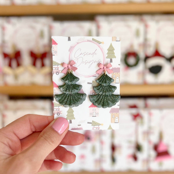 The Gumball - Frosted Christmas Tree Clay Earrings