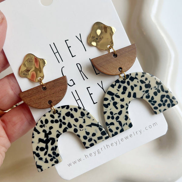 The Darla - Wood & Speckled Earrings