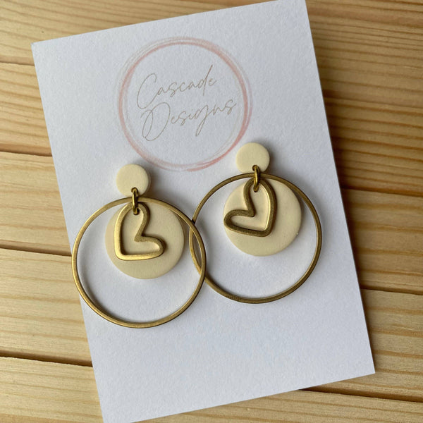 The Amor - Ivory Heart Hoop Clay Earrings