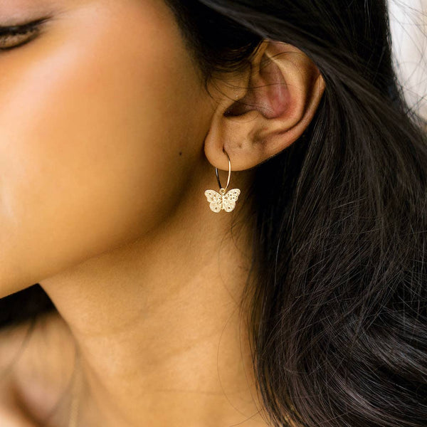 Magic Charm Butterfly Hoops - Silver