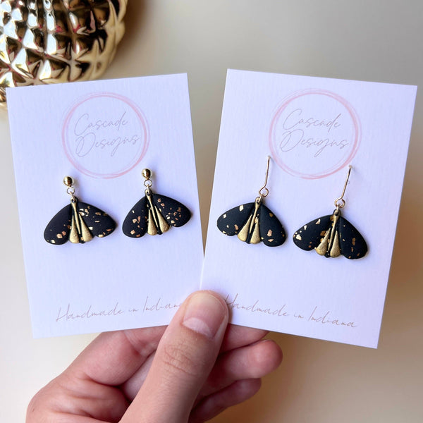 The Flitter - Gold Sparkle Moth Earrings