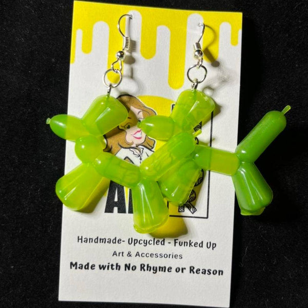 Balloon Animal Upcycled Earrings - Green