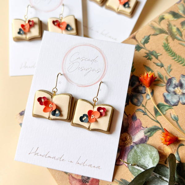 The Fall Page - Autumn Floral Book Earrings