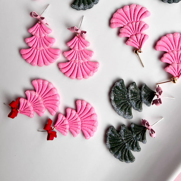 The Gumball - Frosted Christmas Tree Clay Earrings