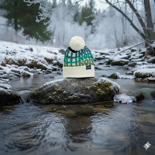 Illinois Pom Pom Beanie - Cool Colors