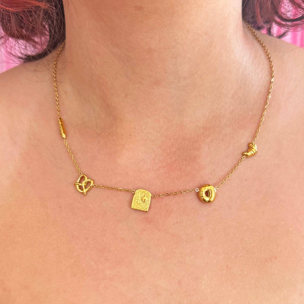 Bread Charm Necklace - Gold