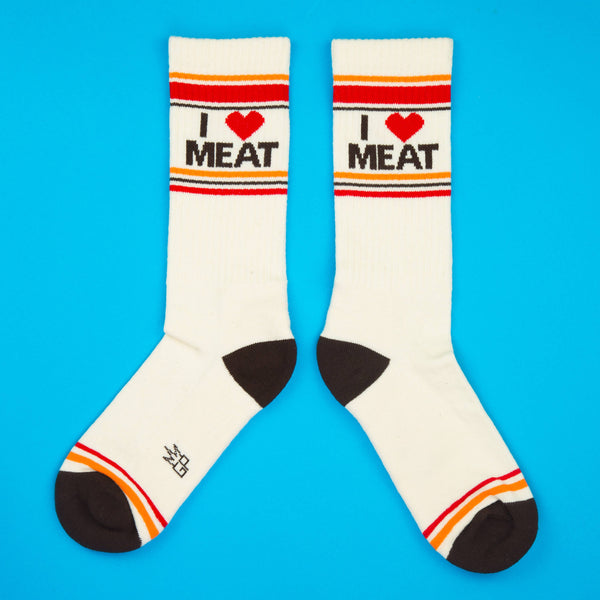 I Heart Meat - Gym Crew Socks - River City Coffee and Goods 