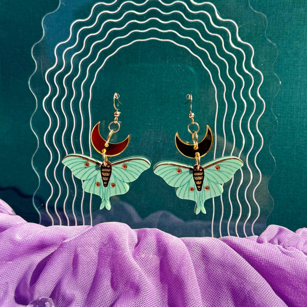 Lunar Moths - Acrylic Earrings