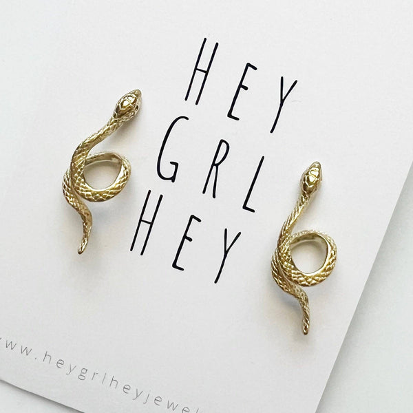 The Hissy Fit - Brass Snake Earrings