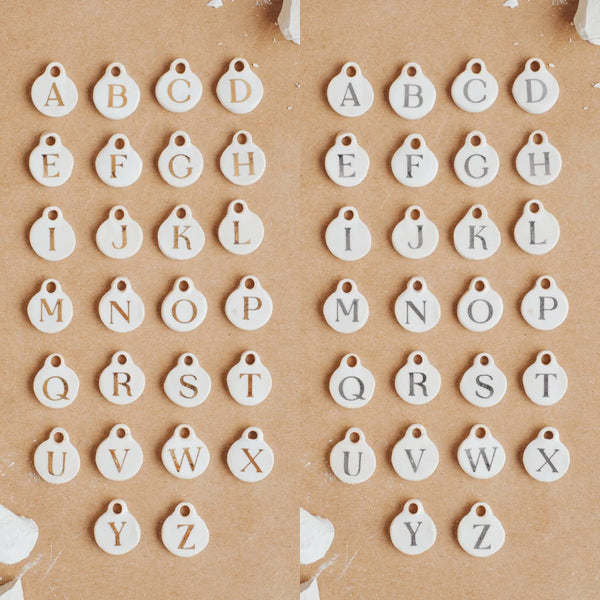 Charm Bar Ceramic Initial Charms - Gold/Silver