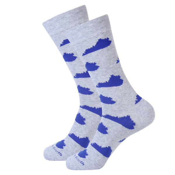 Kentucky State Outline Socks - Grey & Blue