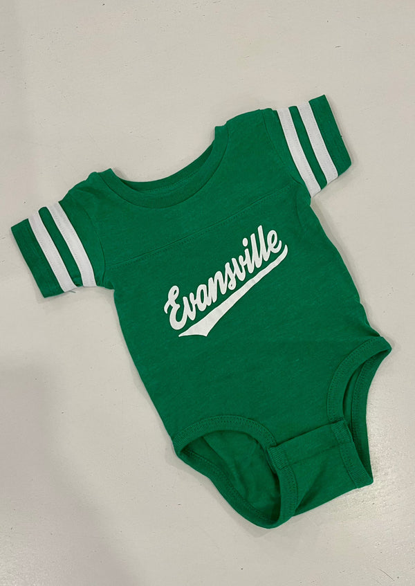 Evansville Script Varsity Onesie - Green