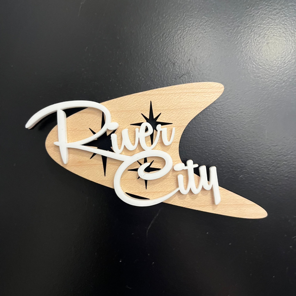 River City Wooden Boomerang Magnet - Walnut