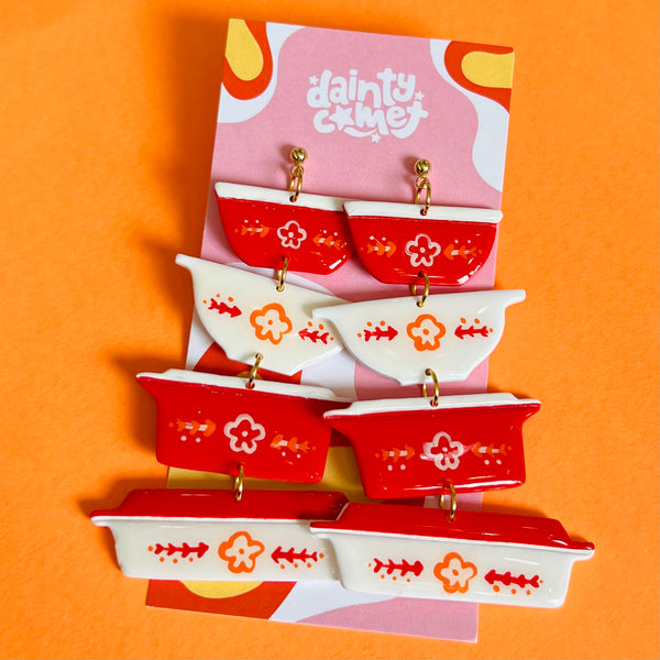 Pyrex Stack Earrings - Red