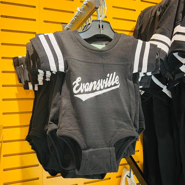 Evansville Script Varsity Onesie - Black