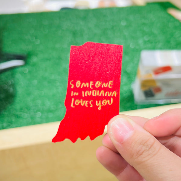 Someone In Indiana Loves You Wooden Magnet - Red