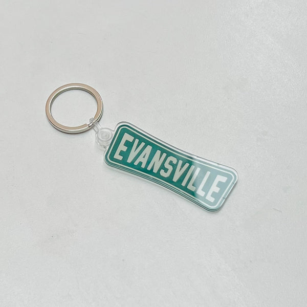 Evansville Roadside Retro Keychain - Forest/Cream
