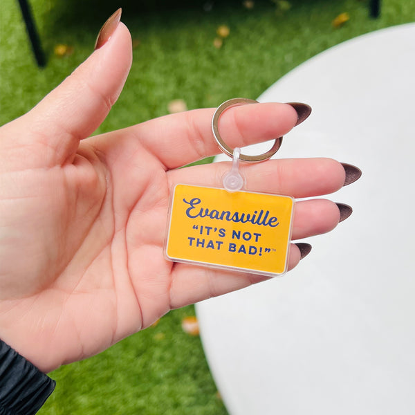 Evansville, It's Not That Bad Keychain - Gold/Navy