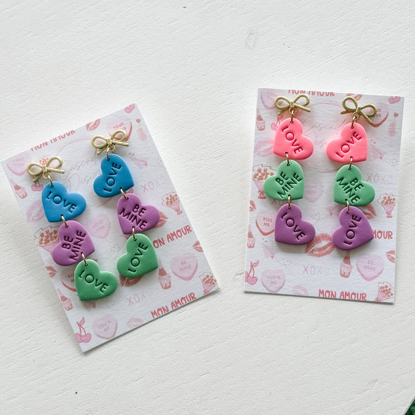 The Sweeti Conversation Heart Candy Clay Earrings
