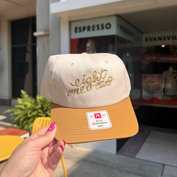 Eight One Two Script Dad Hat - Cream/Wheat