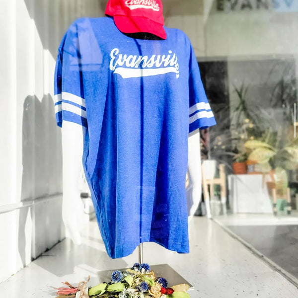 Evansville Script Varsity Tee - Royal Blue