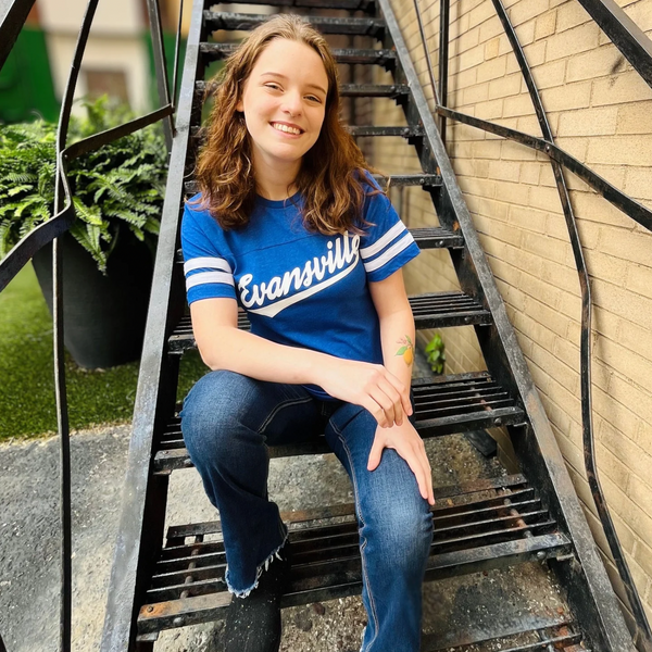 Evansville Script Varsity Tee - Royal Blue