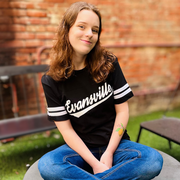 Evansville Script Varsity Tee - Black