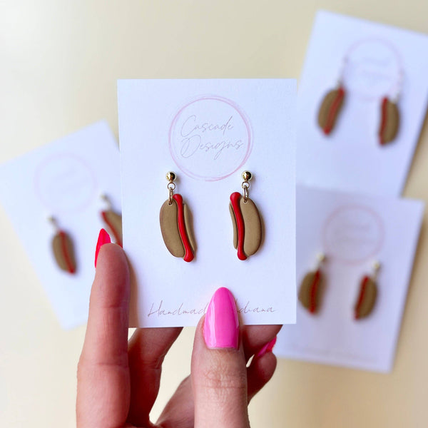 The Frank - Hot Dog Clay Earrings