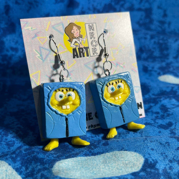 Spongebob Sleeping Bag Upcycled Earrings