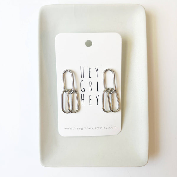 The Double Chain Earrings - Silver